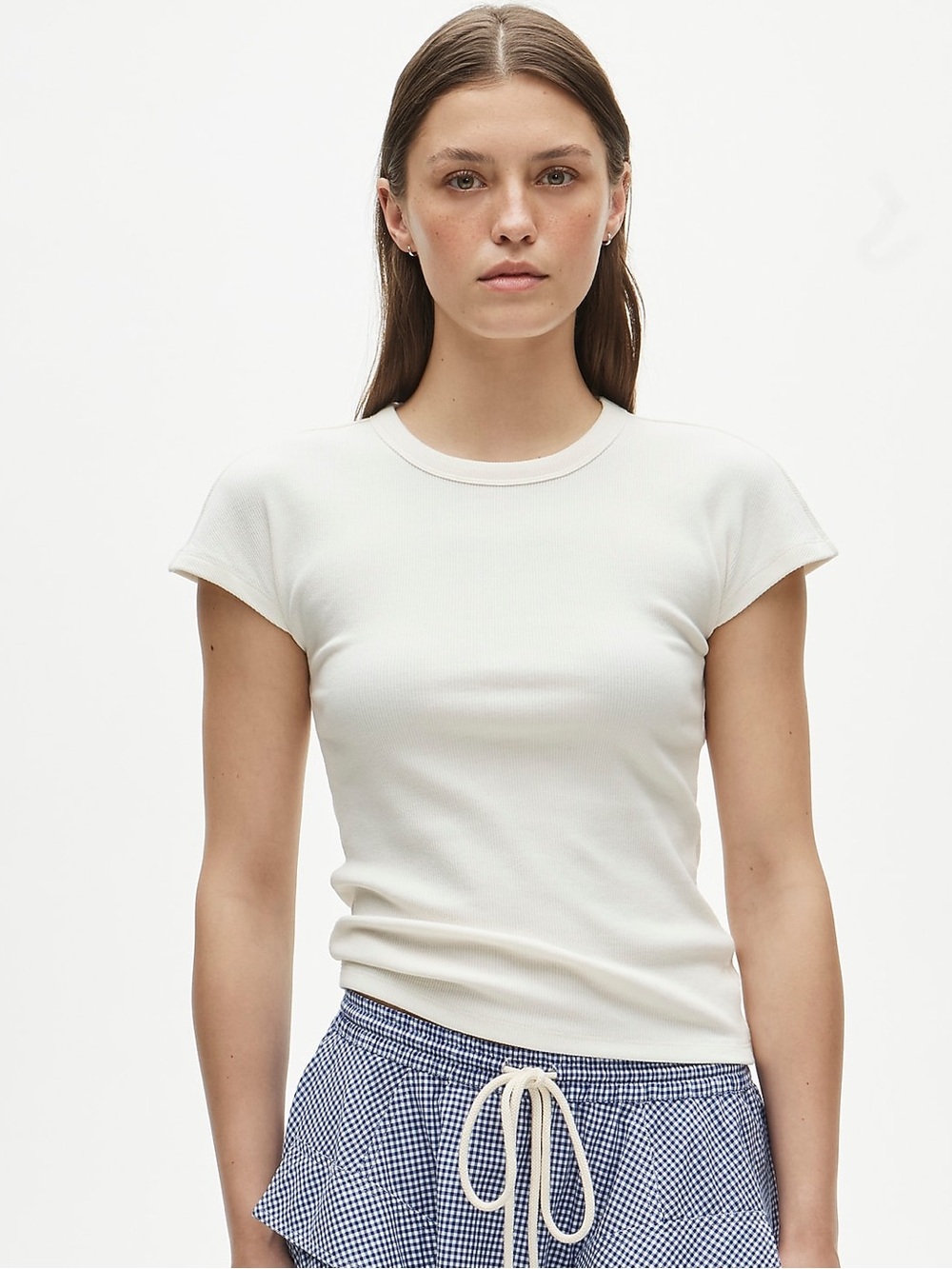 J crew ivory Perfect rib dolman-sleeve T-shirt